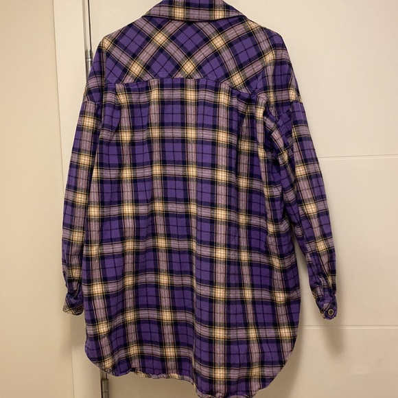 Purple plaid long sleeve flannel - Picture 2 of 2